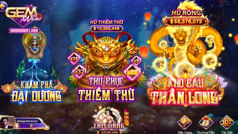 Game vua Săn Cá - Chiến trường khốc liệt dưới đại dương 4 Săn cá tại Gemwin để trải nghiệm nhiều tính năng mới