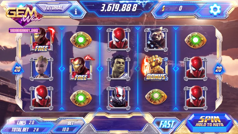 Game Nổ Hũ Siêu Anh Hùng - Vũ trụ marvel ngay tại Gemwin 4 Nổ hũ siêu anh hùng Gemwin nổi bật với giao diện mới mẻ, hiện đại