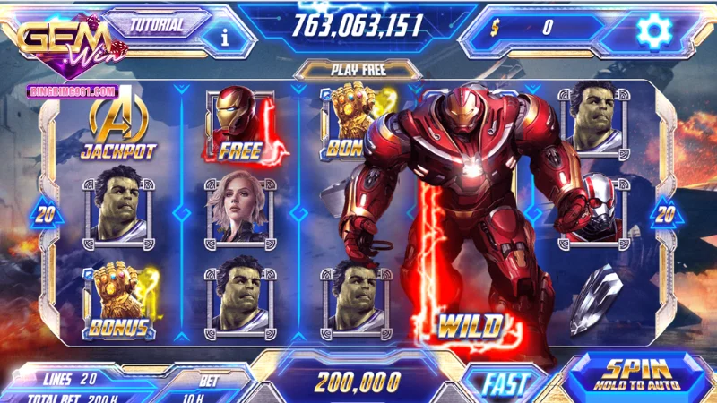 Game Nổ Hũ Siêu Anh Hùng - Vũ trụ marvel ngay tại Gemwin 10 Hoàn tiền cược thua lên đến 20% chỉ gemwin, chưa có địa điểm nào có
