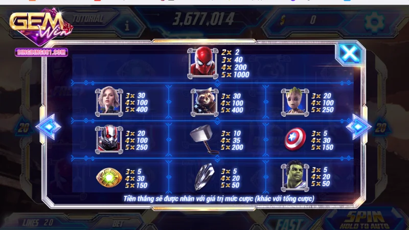 Game Nổ Hũ Siêu Anh Hùng - Vũ trụ marvel ngay tại Gemwin 5 Đến với Gemwin để không lo bị giới hạn trình duyệt khi chơi game