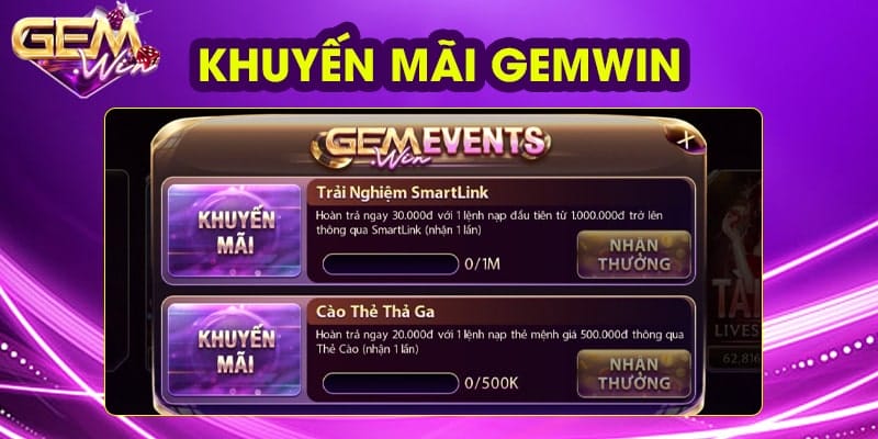 Khuyến mãi Gemwin mới nhất 2026 – Siêu ưu đãi cho người chơi 2 Khuyến mãi Gemwin